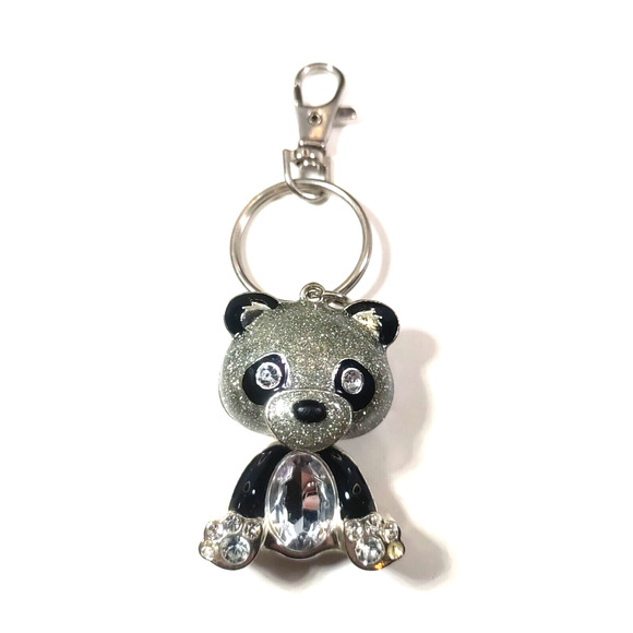 Panda Keychain Bling Backpack Charm Rhinestone Panda Bear Purse Charms - Picture 2 of 9